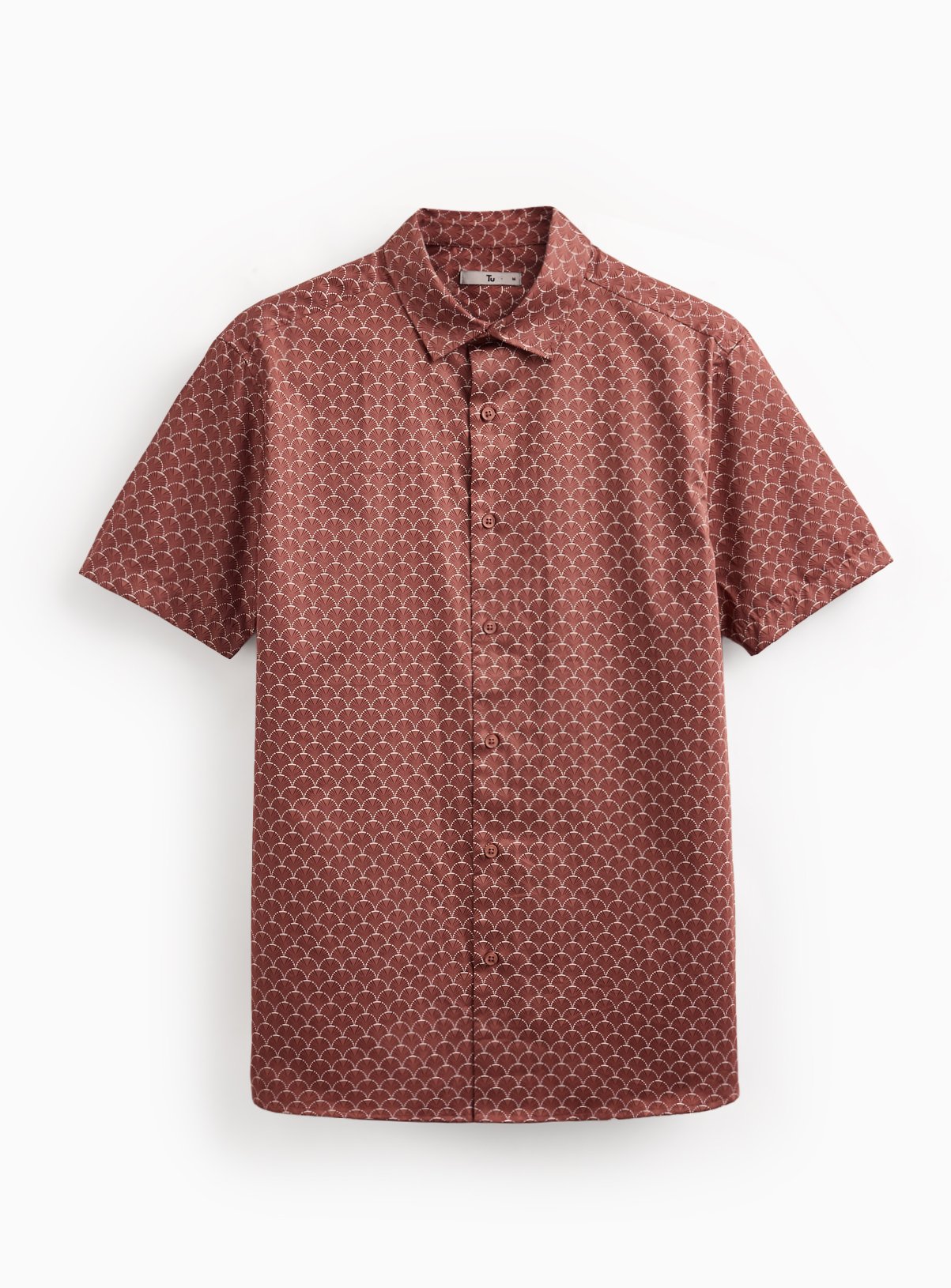 Dark Pink Geometric Print Satin Short Sleeve Shirt XL - Image 3 thumbnail